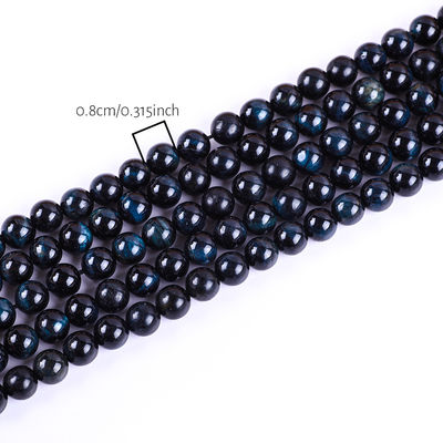 8mm Ink Blue Tiger's Eye Gemstone Pink Crystal Stone Beads untuk pembuatan perhiasan