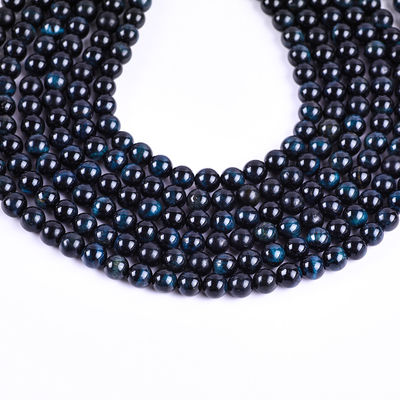8mm Ink Blue Tiger's Eye Gemstone Pink Crystal Stone Beads untuk pembuatan perhiasan