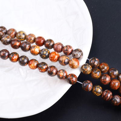 8mm Natural Leopard Skin Gemstone Beads Healing Crystal Stone Beads untuk pembuatan perhiasan