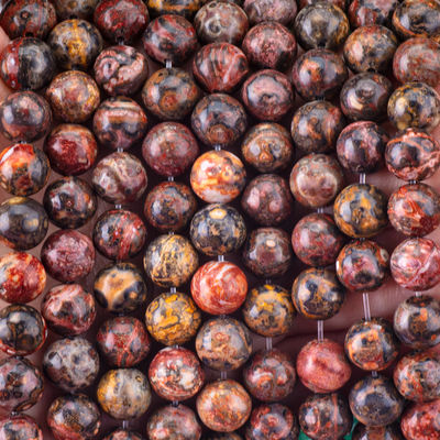 8mm Natural Leopard Skin Gemstone Beads Healing Crystal Stone Beads untuk pembuatan perhiasan