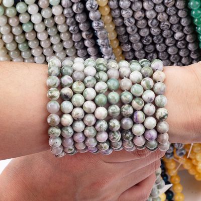 Lucky Jade Round Bead Natural Crystal Gemstone Berbagai Ukuran Manik-manik Untaian manik-manik longgar untuk pembuatan perhiasan DIY