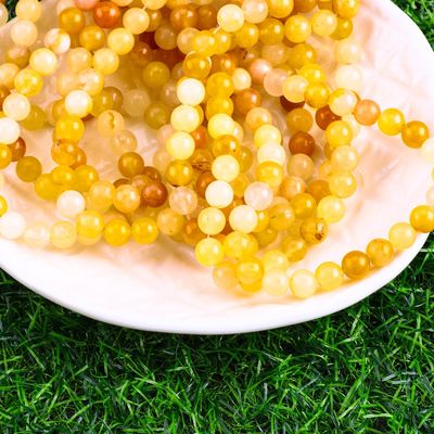 Dark Yellow Jade Round Bead Natural Crystal Gemstone Berbagai Ukuran Manik-manik Untaian manik-manik longgar untuk pembuatan perhiasan DIY