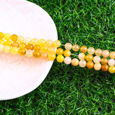 Dark Yellow Jade Round Bead Natural Crystal Gemstone Berbagai Ukuran Manik-manik Untaian manik-manik longgar untuk pembuatan perhiasan DIY