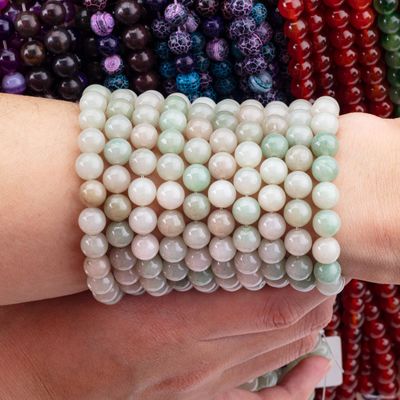 She Tai Jade Round Bead Natural Crystal Gemstone Berbagai Ukuran Manik-manik Untaian Manik-manik Lolos untuk DIY Perhiasan
