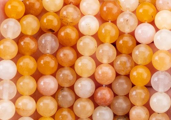 Dark Yellow Jade Round Bead Natural Crystal Gemstone Berbagai Ukuran Manik-manik Untaian manik-manik longgar untuk pembuatan perhiasan DIY