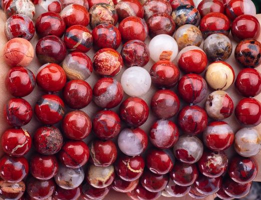 Red Jasper Round Bead Natural Crystal Gemstone Berbagai Ukuran Manik-manik Untaian manik-manik longgar untuk pembuatan perhiasan DIY