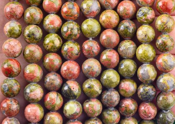 Unakite Round Bead Natural Crystal Gemstone Berbagai Ukuran Manik-manik Lolos Unakite Round Bead Strands for DIY Jewelry Making