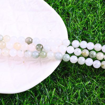 Tian Shan Green Jade Round Bead Natural Crystal Gemstone Berbagai Ukuran Manik-manik Untaian Manik-manik longgar untuk pembuatan perhiasan DIY
