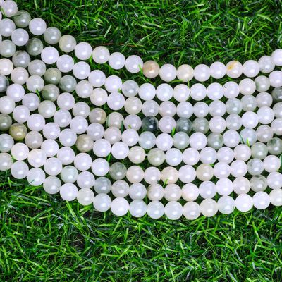 Tian Shan Green Jade Round Bead Natural Crystal Gemstone Berbagai Ukuran Manik-manik Untaian Manik-manik longgar untuk pembuatan perhiasan DIY