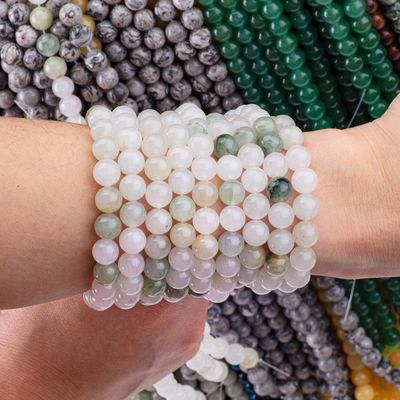 Tian Shan Green Jade Round Bead Natural Crystal Gemstone Berbagai Ukuran Manik-manik Untaian Manik-manik longgar untuk pembuatan perhiasan DIY