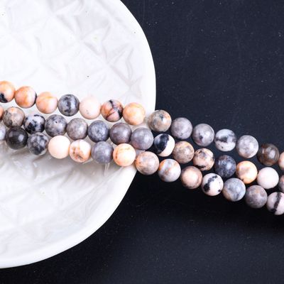 8mm Natural Pink Zebra Stone Gemstone Beads Healing Crystal Stone Beads untuk pembuatan perhiasan