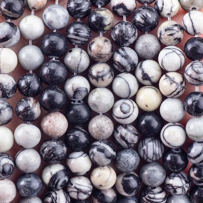 8mm Natural Pink Zebra Stone Gemstone Beads Healing Crystal Stone Beads untuk pembuatan perhiasan