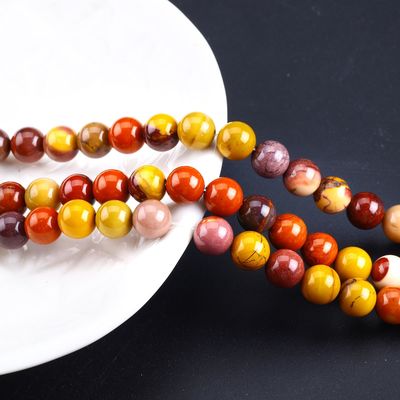 8mm Natural Egg yolk Batu permata manik-manik Crystal batu penyembuhan manik-manik untuk pembuatan perhiasan