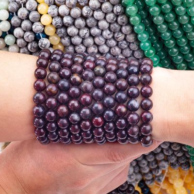 Bunga Merah Jasper Bulat Manik-manik Batu permata kristal alami Berbagai ukuran manik-manik Untaian manik longgar untuk pembuatan perhiasan DIY
