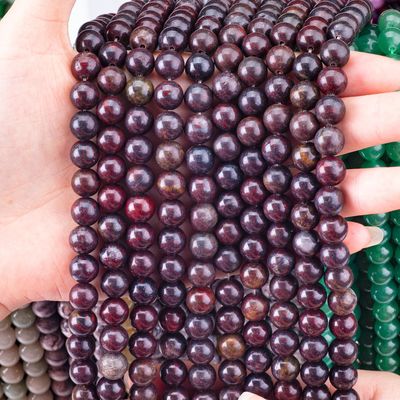 Bunga Merah Jasper Bulat Manik-manik Batu permata kristal alami Berbagai ukuran manik-manik Untaian manik longgar untuk pembuatan perhiasan DIY