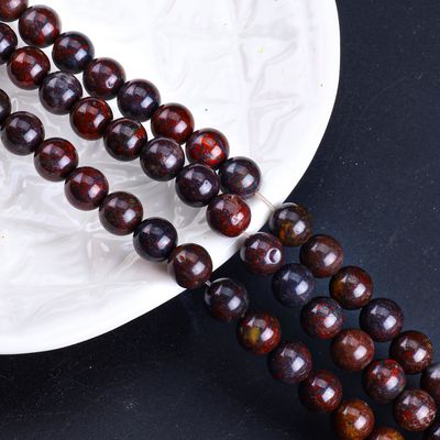 Bunga Merah Jasper Bulat Manik-manik Batu permata kristal alami Berbagai ukuran manik-manik Untaian manik longgar untuk pembuatan perhiasan DIY