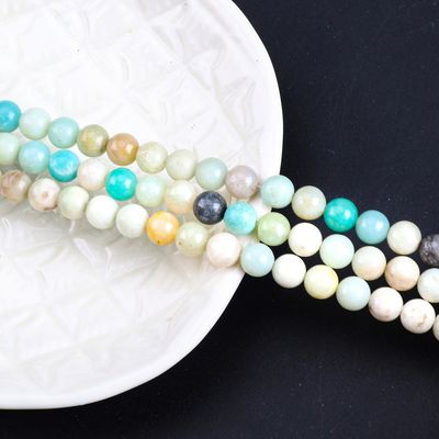 Amazonite Round Bead Natural Crystal Gemstone Berbagai Ukuran Manik-manik Untaian manik-manik longgar untuk pembuatan perhiasan DIY