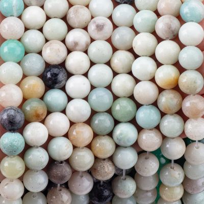 Amazonite Round Bead Natural Crystal Gemstone Berbagai Ukuran Manik-manik Untaian manik-manik longgar untuk pembuatan perhiasan DIY