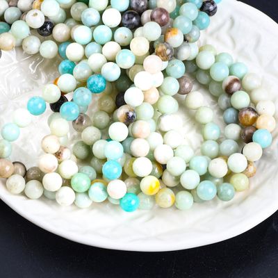 Amazonite Round Bead Natural Crystal Gemstone Berbagai Ukuran Manik-manik Untaian manik-manik longgar untuk pembuatan perhiasan DIY