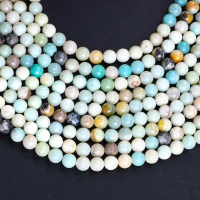 Amazonite Round Bead Natural Crystal Gemstone Berbagai Ukuran Manik-manik Untaian manik-manik longgar untuk pembuatan perhiasan DIY