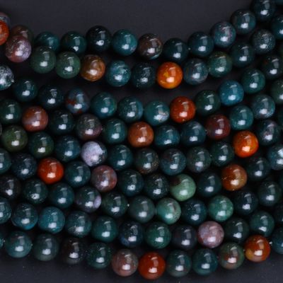 Blood Stone Round Bead Natural Crystal Gemstone Loose Bead Strands untuk pembuatan perhiasan DIY
