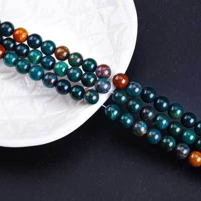 Blood Stone Round Bead Natural Crystal Gemstone Loose Bead Strands untuk pembuatan perhiasan DIY