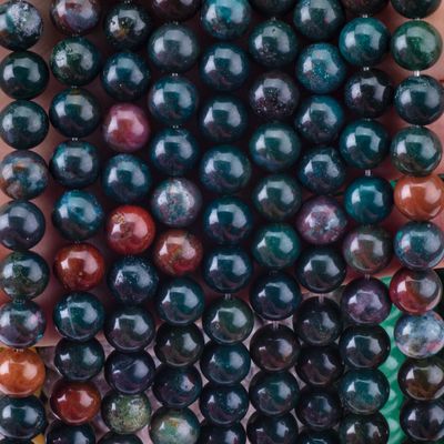 Blood Stone Round Bead Natural Crystal Gemstone Loose Bead Strands untuk pembuatan perhiasan DIY