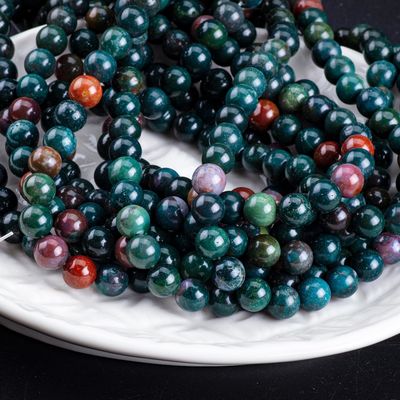 Blood Stone Round Bead Natural Crystal Gemstone Loose Bead Strands untuk pembuatan perhiasan DIY