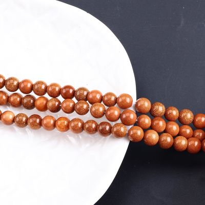 Gold Sandstone Round Bead Natural Crystal Gemstone Loose Bead Strands untuk pembuatan perhiasan DIY