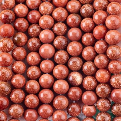 Gold Sandstone Round Bead Natural Crystal Gemstone Loose Bead Strands untuk pembuatan perhiasan DIY