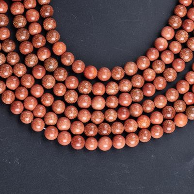 Gold Sandstone Round Bead Natural Crystal Gemstone Loose Bead Strands untuk pembuatan perhiasan DIY