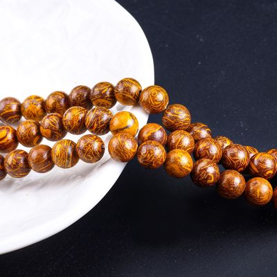 Jade dengan benang emas manik bulat kristal alami batu permata untaian manik longgar untuk pembuatan perhiasan DIY