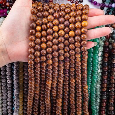 Jade dengan benang emas manik bulat kristal alami batu permata untaian manik longgar untuk pembuatan perhiasan DIY
