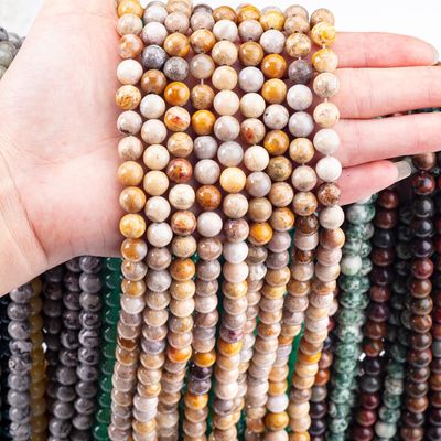 Batu Chrysanthe Bulat Manik Kristal Alam Batu permata Lolos Manik Untaian untuk DIY Perhiasan Membuat