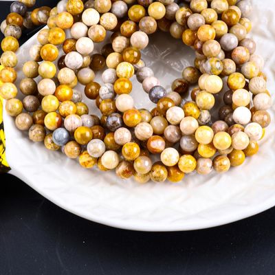 Batu Chrysanthe Bulat Manik Kristal Alam Batu permata Lolos Manik Untaian untuk DIY Perhiasan Membuat
