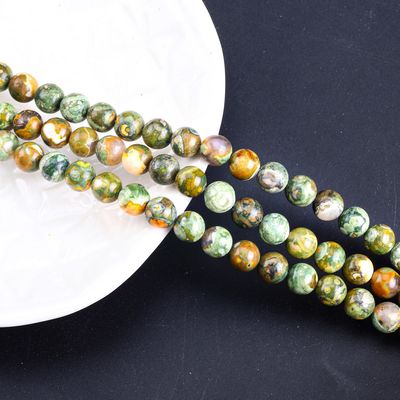 Kambaba Jasper Round Bead Natural Crystal Gemstone Loose Bead Strands untuk pembuatan perhiasan DIY