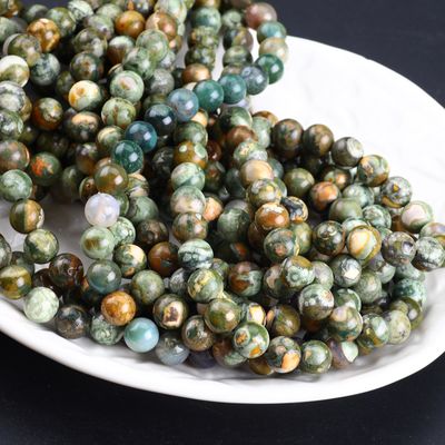 Kambaba Jasper Round Bead Natural Crystal Gemstone Loose Bead Strands untuk pembuatan perhiasan DIY