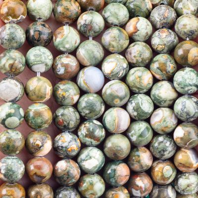 Kambaba Jasper Round Bead Natural Crystal Gemstone Loose Bead Strands untuk pembuatan perhiasan DIY