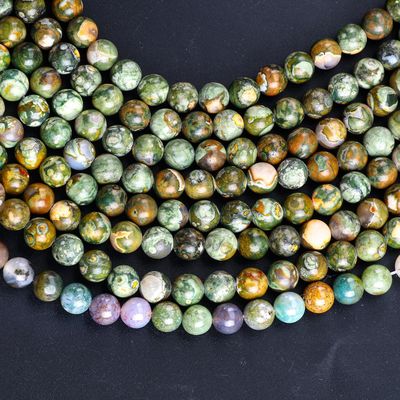Kambaba Jasper Round Bead Natural Crystal Gemstone Loose Bead Strands untuk pembuatan perhiasan DIY