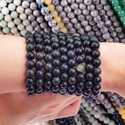 Curbstone Round Bead Natural Crystal Gemstone Loose Bead Strands untuk pembuatan perhiasan DIY