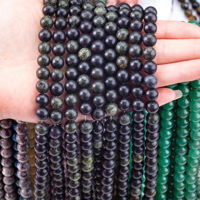Curbstone Round Bead Natural Crystal Gemstone Loose Bead Strands untuk pembuatan perhiasan DIY