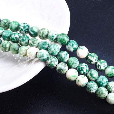 Blue Spotted Round Bead Natural Crystal Gemstone Loose Bead Strands untuk pembuatan perhiasan DIY