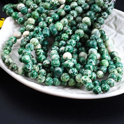 Blue Spotted Round Bead Natural Crystal Gemstone Loose Bead Strands untuk pembuatan perhiasan DIY