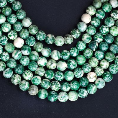 Blue Spotted Round Bead Natural Crystal Gemstone Loose Bead Strands untuk pembuatan perhiasan DIY