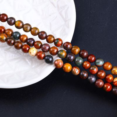 Manik-manik Bulat Biru Merah Kristal Batu permata alami Untaian manik-manik longgar untuk pembuatan perhiasan DIY