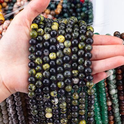 Serpentine Jade Round Bead Natural Crystal Gemstone Loose Bead Strands untuk pembuatan perhiasan DIY