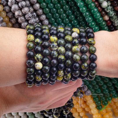 Serpentine Jade Round Bead Natural Crystal Gemstone Loose Bead Strands untuk pembuatan perhiasan DIY