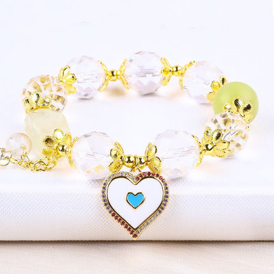 Natural White Crystal Single Circle Elastic 14MM Multifaced Round Bead Bracelet Untuk Meditasi