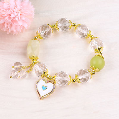 Natural White Crystal Single Circle Elastic 14MM Multifaced Round Bead Bracelet Untuk Meditasi