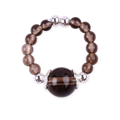 Handmade Gemstone Beaded Ring Adjustable Tea-warna Citrine Stone Ring Untuk pesta pemakaian sehari-hari